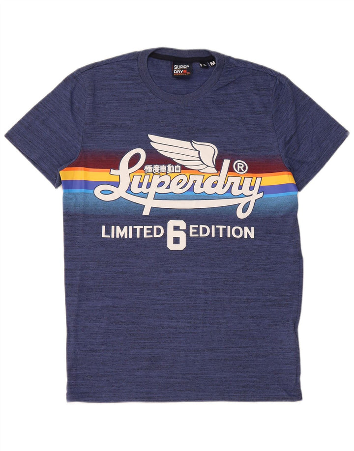 Superdry Herre Regular Grafisk T-shirt Top Medium Blue Flecked Bomuld