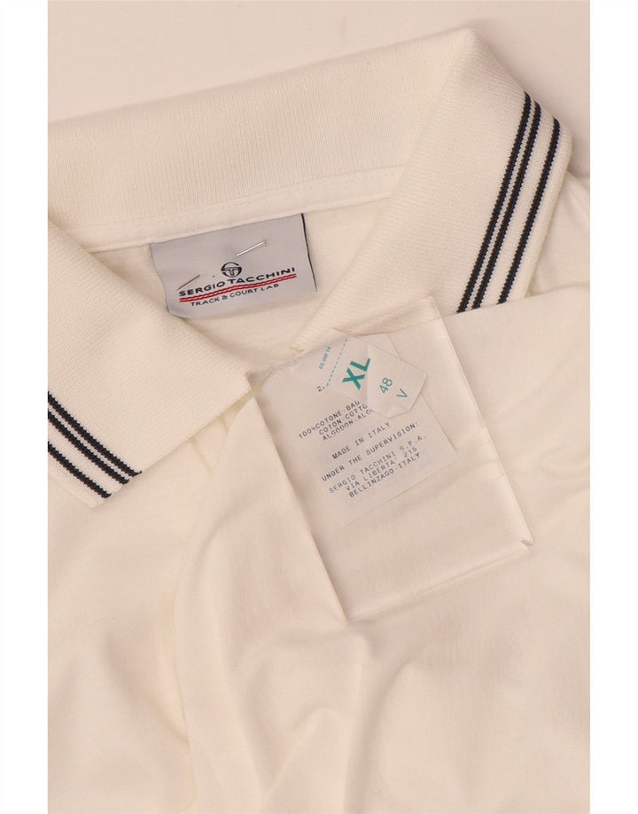 Sergio Tacchini Dame Polo Shirt IT 48 XL Hvid Bomuld