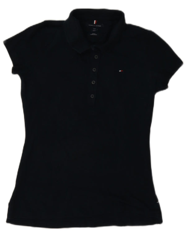 Tommy Hilfiger Dame Slim Fit Polo Shirt UK 10 Small Navy Blue Bomuld