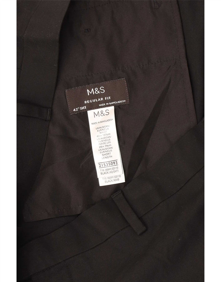 Marks & Spencer Herre Lige Regular Fit Suit Bukser W42 L29 Sort
