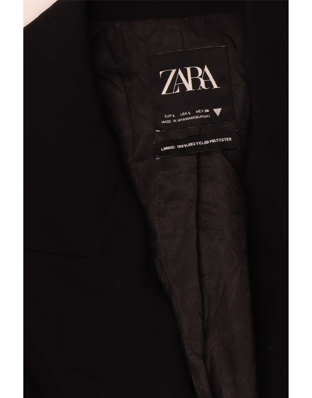 Zara Dame Longline Double Breasted Blazer Jacket UK 16 Large Black