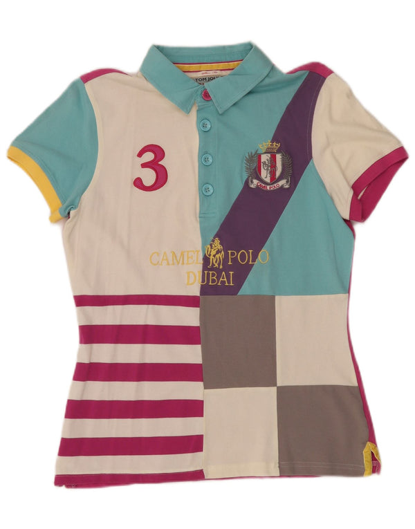TOM JOULE Womens Dubai Graphic Rugby Polo Shirt UK 16 Large Multicoloured