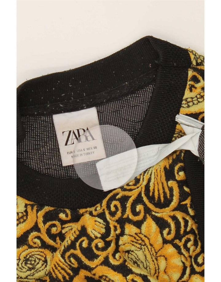 Zara Herre Sweatshirt Jumper Lille sort blomstret polyester