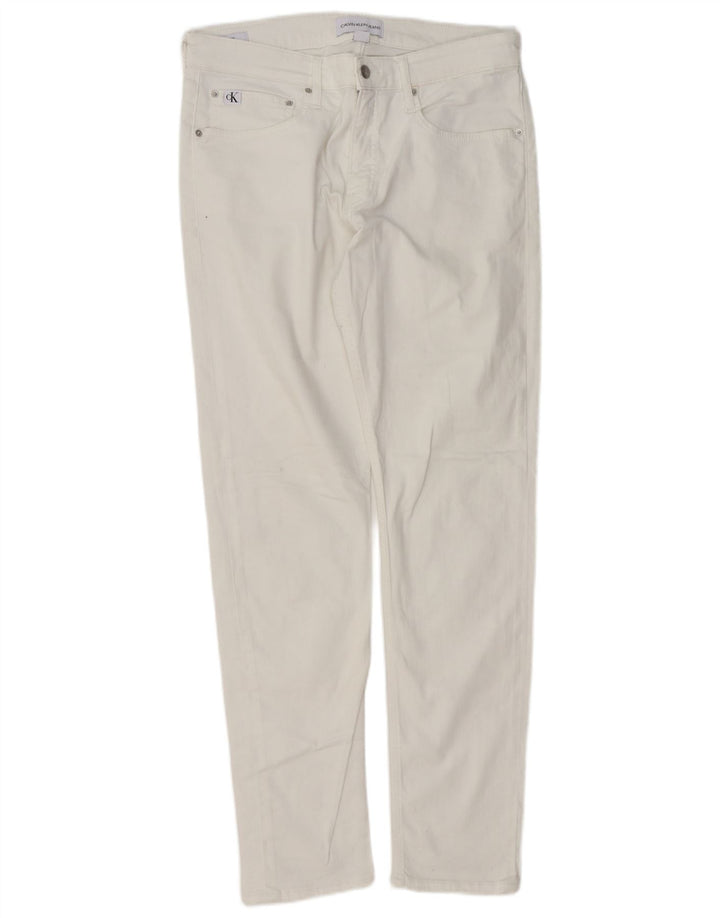 Calvin Klein Dame Slim Jeans W34 L32 Hvid Bomuld