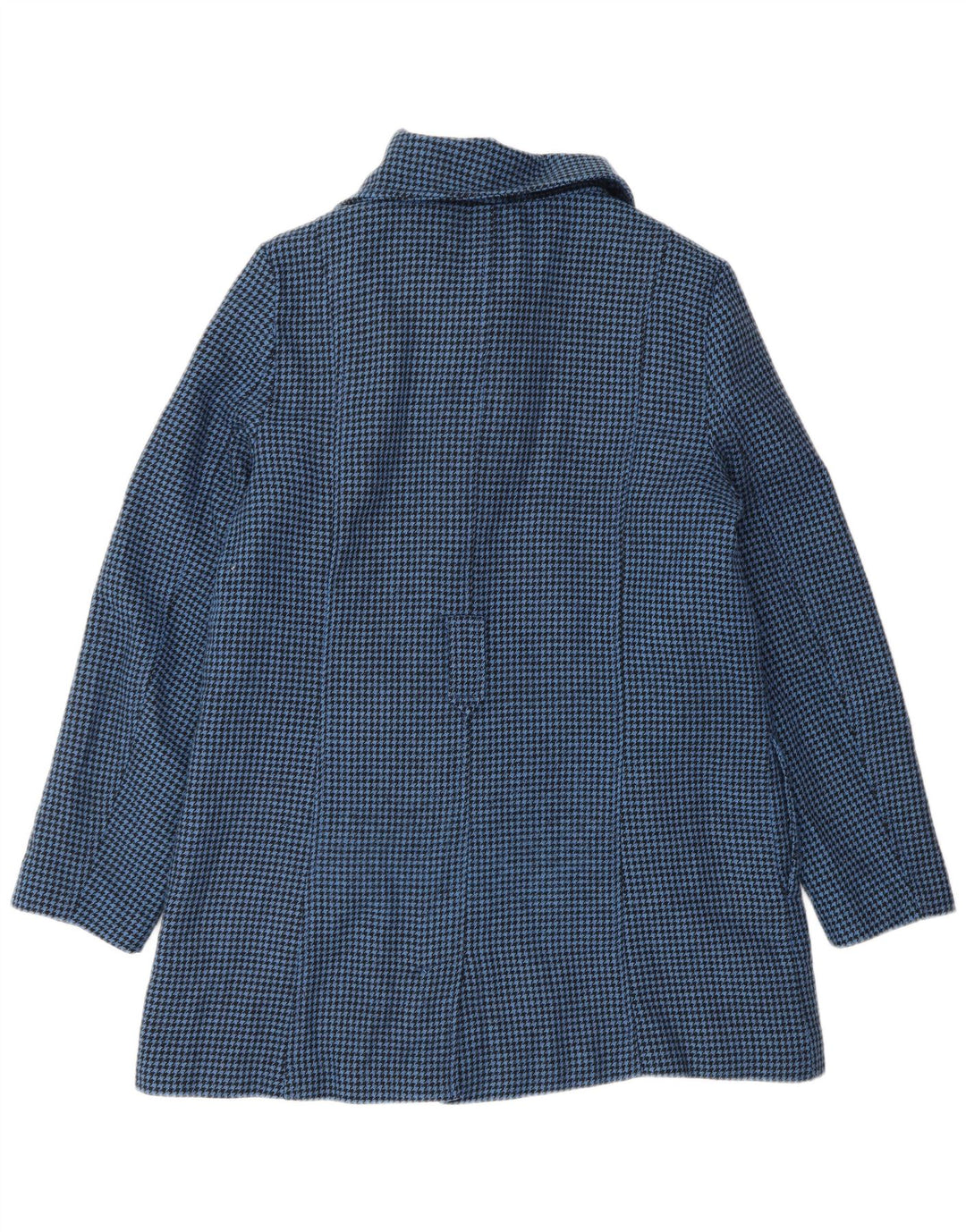 LEVI'S Dame Dobbeltradet Frakke UK 16 Large Blue Houndstooth Uld