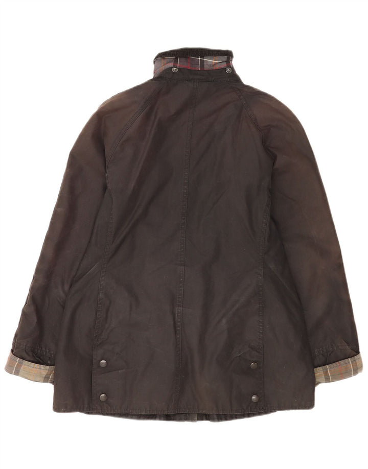 Barbour Dame Oversized Vokset Bomuldsjakke UK 10 Lille Sort