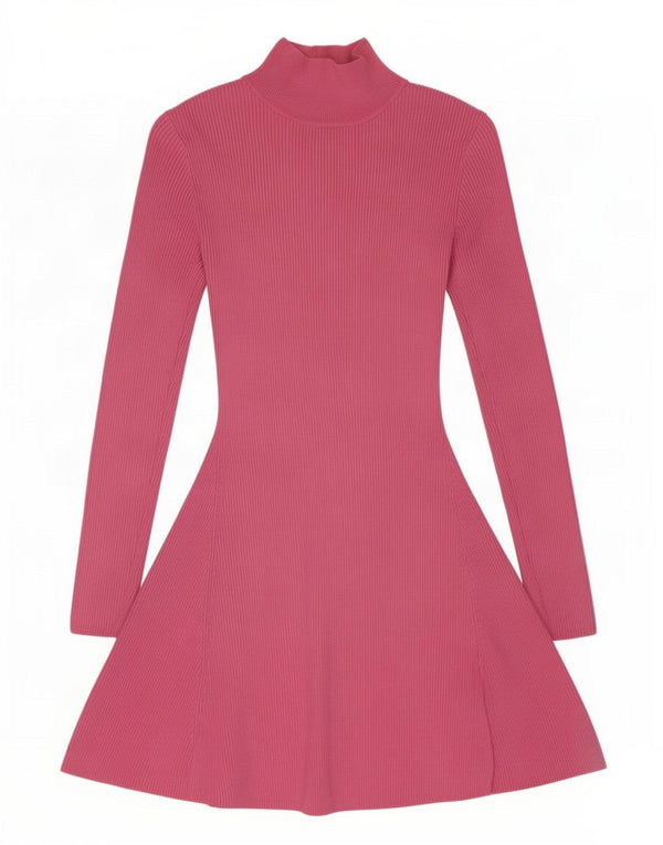 Zara Dame Langærmet Jumper Kjole UK 12 Medium Pink Viscose