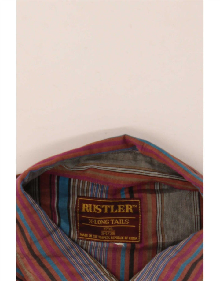 Rustler Herre høj skjorte str. 17 1/2 XL Flerfarvet stribet