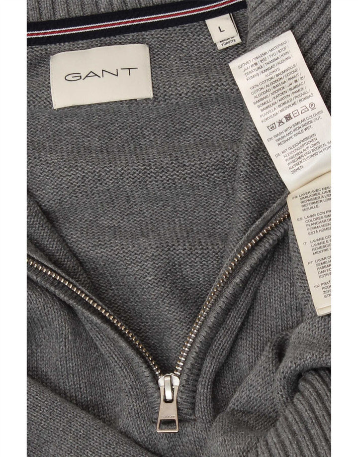 Gant Herre Zip Neck Jumper Sweater Stor Grå Bomuld