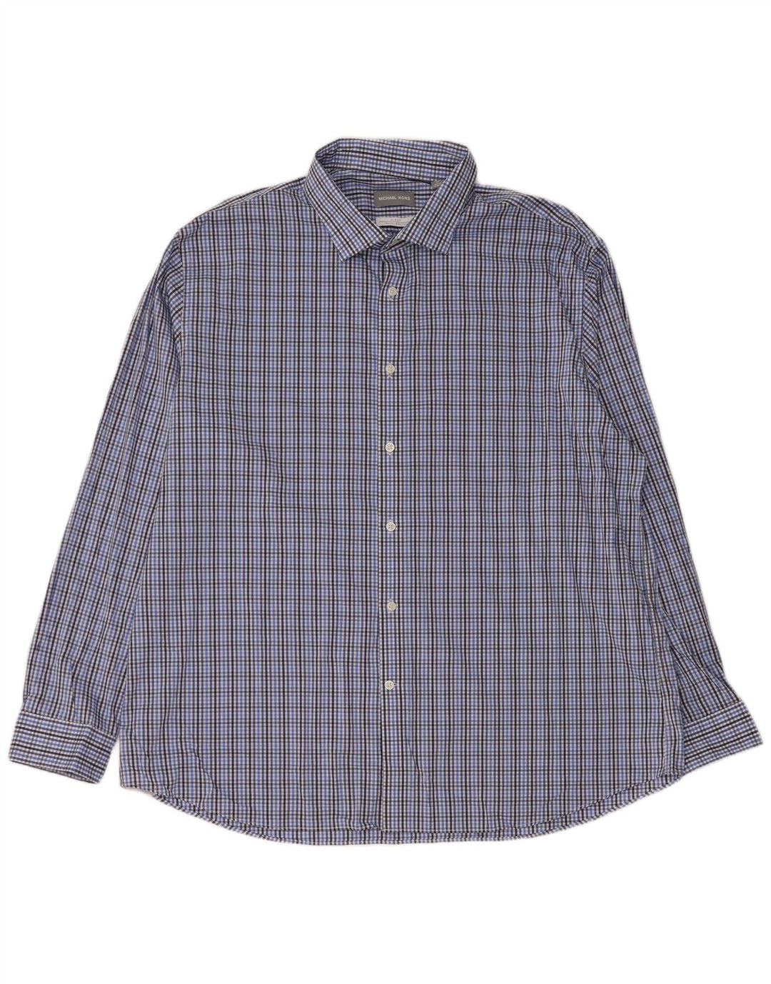 MICHAEL KORS Herre Slim Fit skjorte str. 18 1/2 2XL blå ternet bomuld