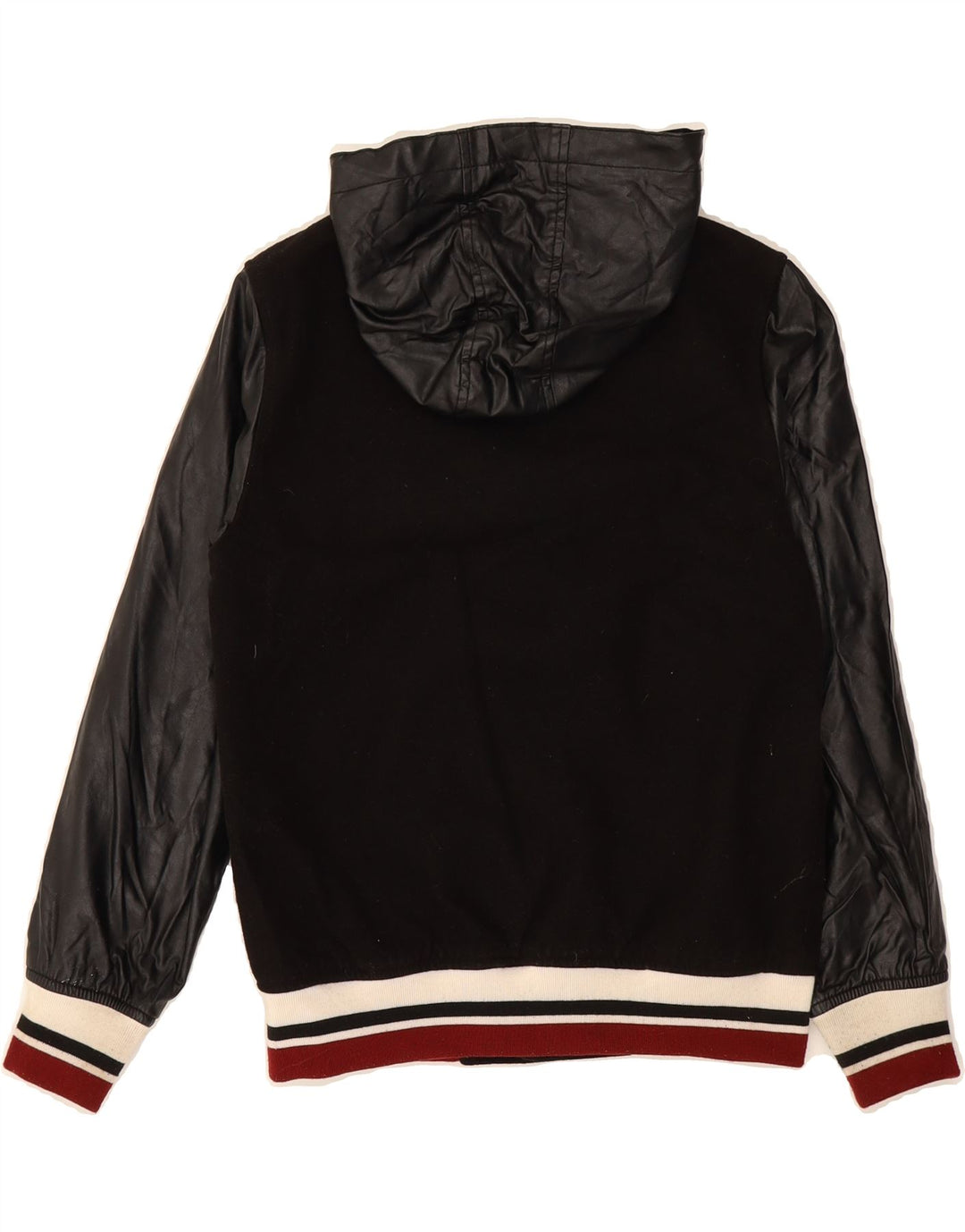BENETTON Boys Graphic Varsity Jacket 10-11 Years XL Black Colourblock Vintage Benetton and Second-Hand Benetton from Messina Hembry 