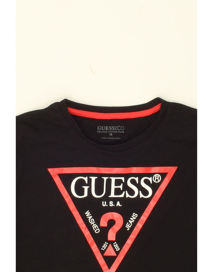 GUESS Boys Graphic Top Long Sleeve 15-16 Years Black Cotton Vintage Guess and Second-Hand Guess from Messina Hembry 