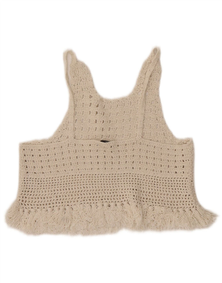 Zara Hæklet Cami Top UK 8 Small Off White Bomuld