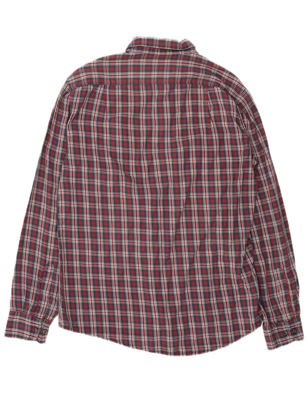 Carrera Mens Regular Fit Flannel Shirt Medium Red Check Cotton
