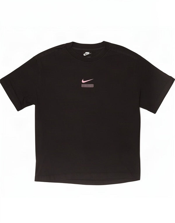 Nike Dame Oversized grafisk T-shirt Top UK 10 Small Black Bomuld