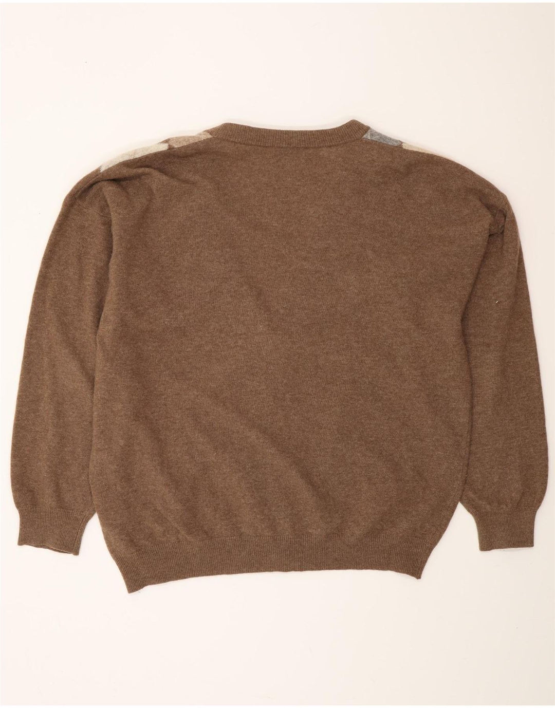 MONELLO Herre cardigan sweater IT 52 Stor brun Argyle/Diamant uld