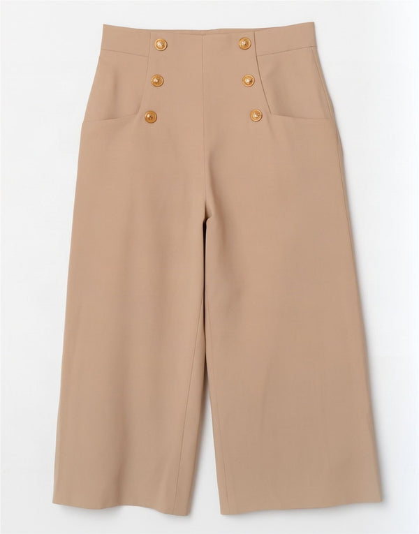 Zara Dame Capri Bukser Medium W28 L22 Beige Polyester