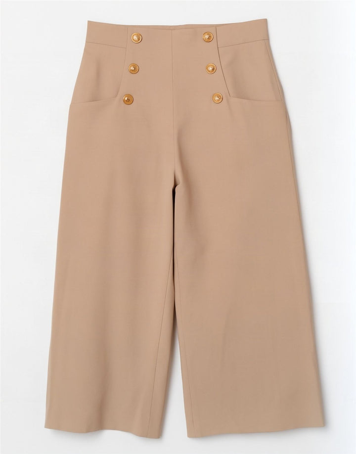 Zara Dame Capri Bukser Medium W28 L22 Beige Polyester
