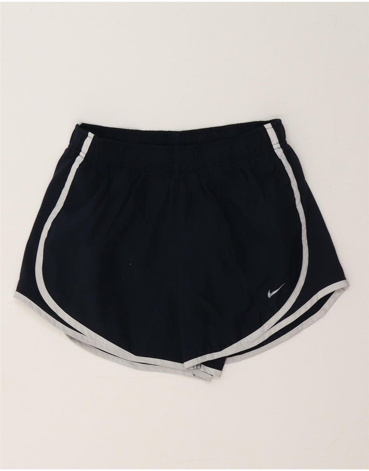 Nike Dame Dri Fit Sport Shorts UK 8 Small Navy Blue Polyester