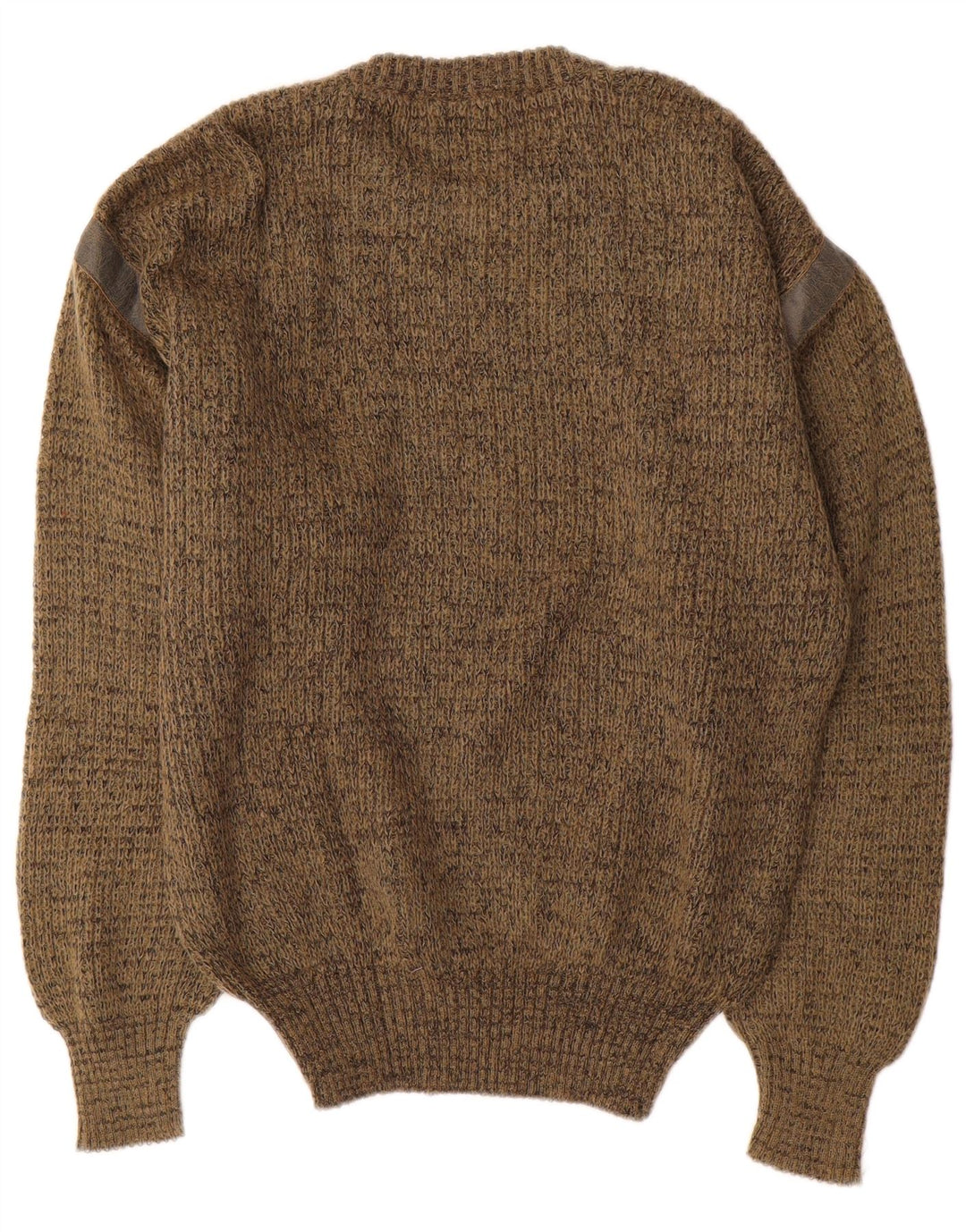 Vintage trøje med rund hals til mænd Medium Khaki Flecked