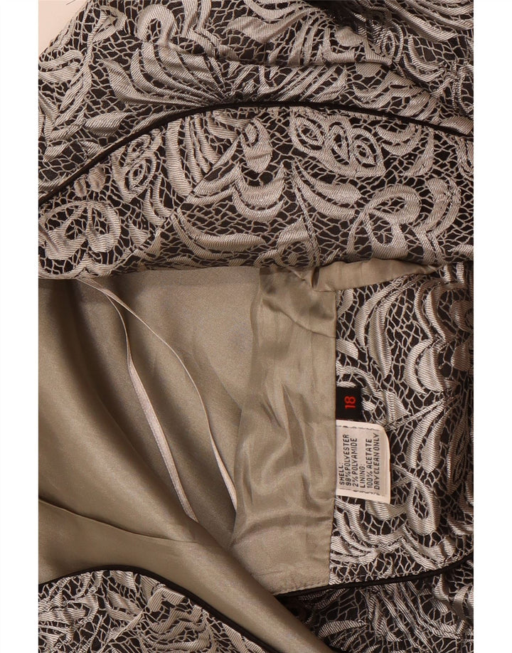 Vintage Bolero-jakke til kvinder UK 18 XL Grå blomsterpolyester