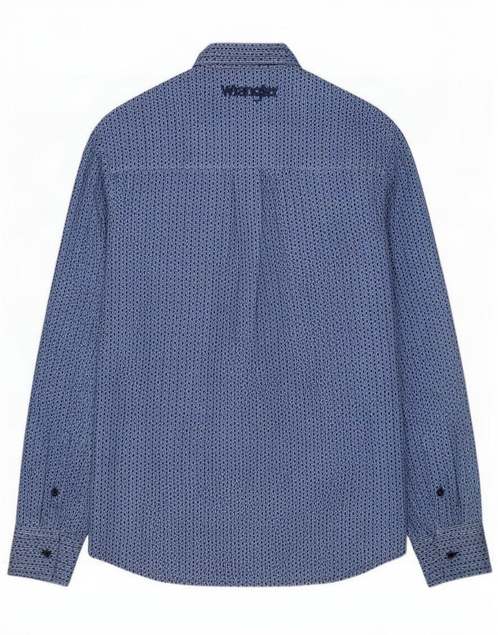 Wrangler herreskjorte lille blå geometrisk bomuld
