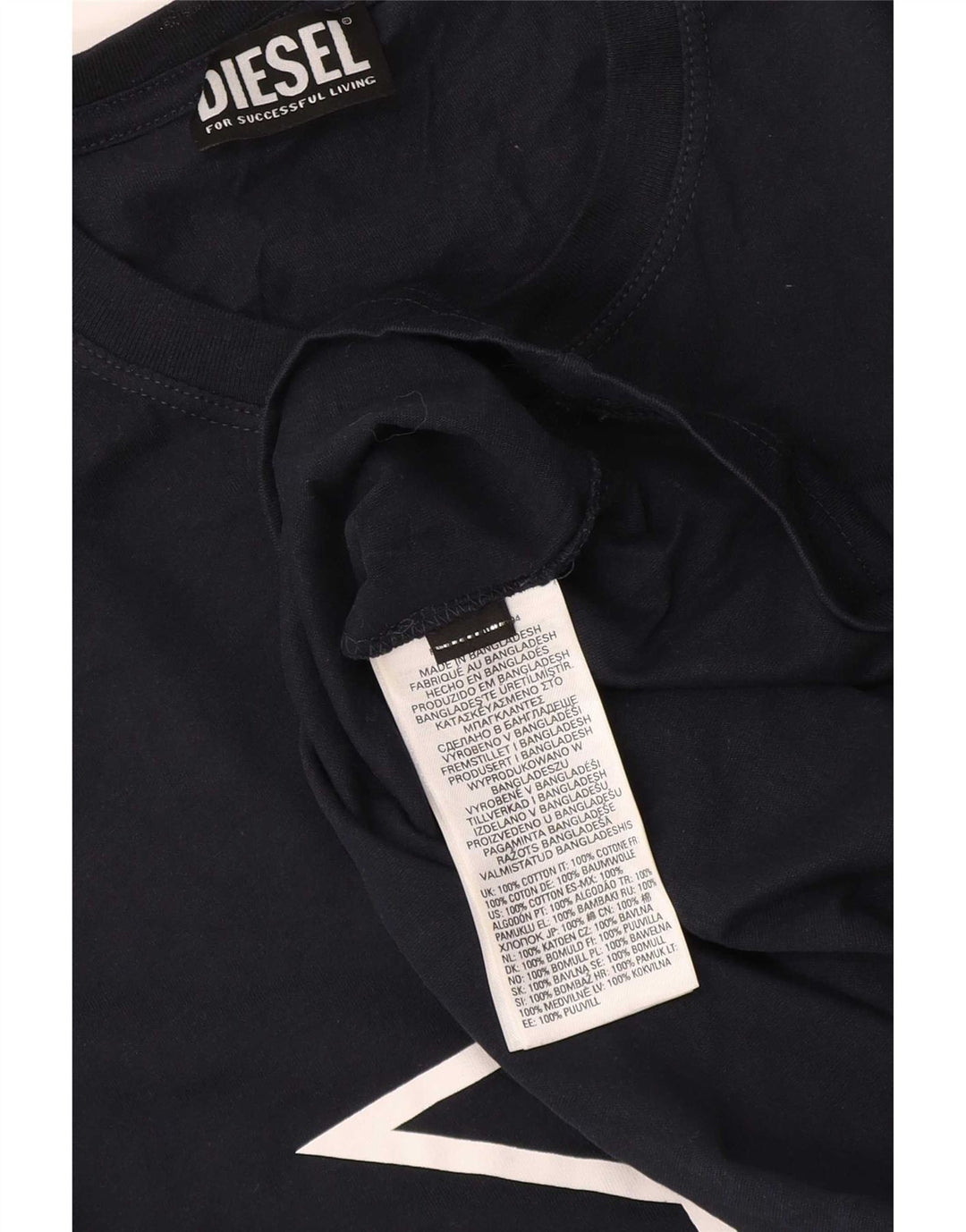 Diesel Herre grafisk T-shirt Top Medium Marineblå Bomuld