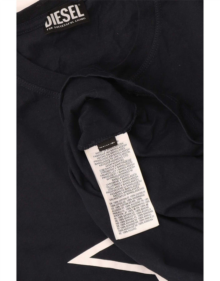 Diesel Herre grafisk T-shirt Top Medium Marineblå Bomuld