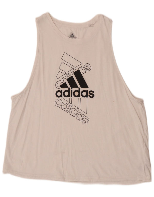 Adidas Dame Grafisk Vest Top UK 16/18 Large White Bomuld