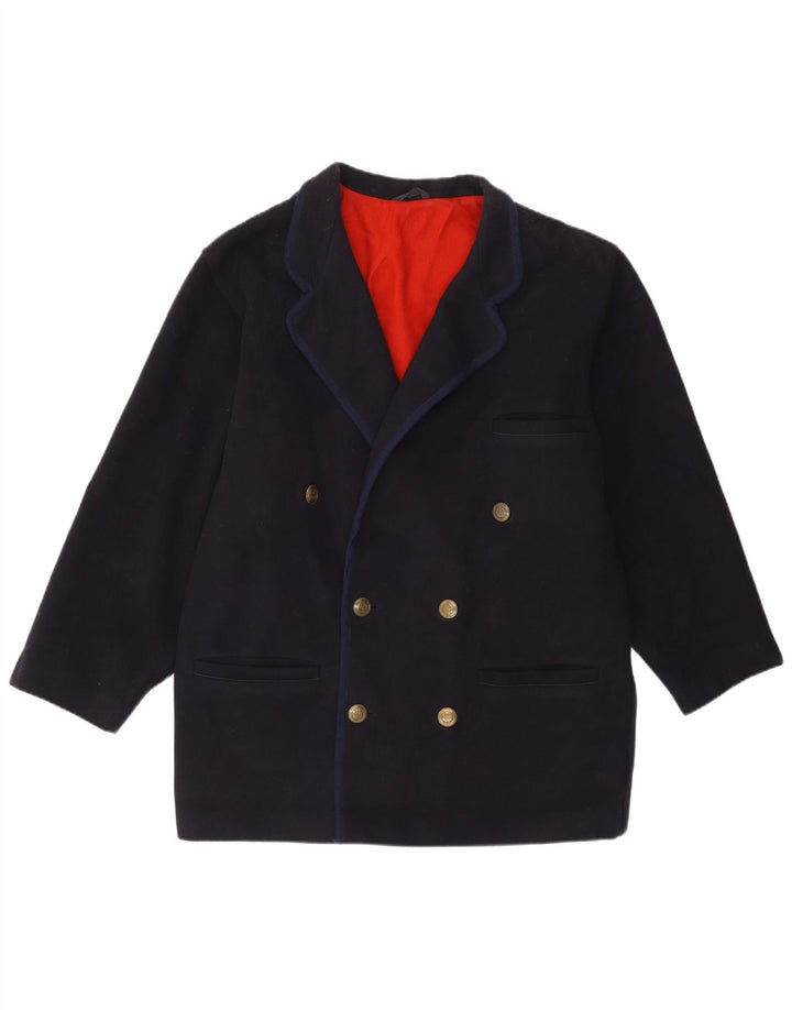 Vintage herre Regular Fit Dobbeltradet frakke IT 46 Lille marineblå uld