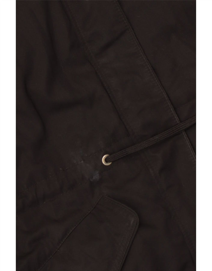 Zara Dame Hooded Parka Jacket UK 14 Medium Black Polyester