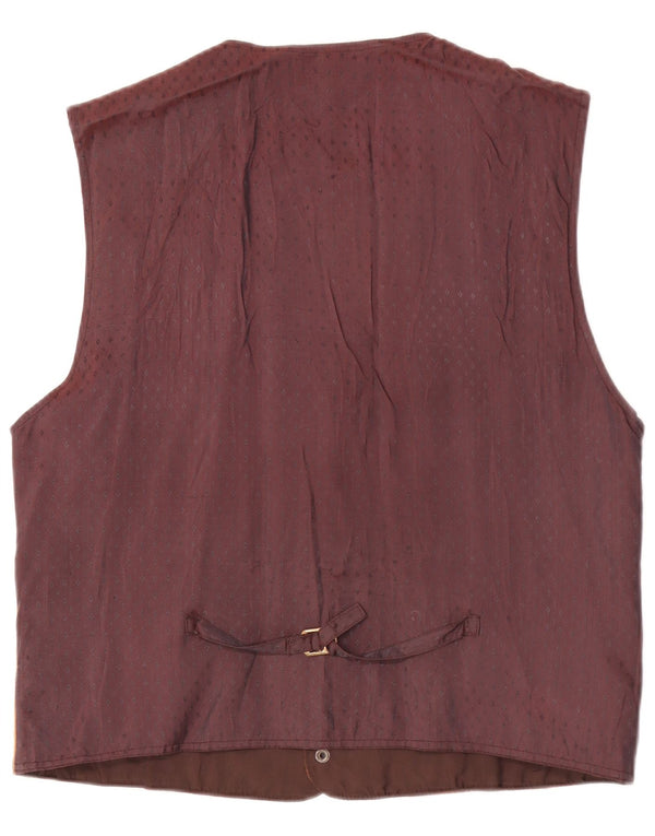 Vintage herre grafisk ruskind vest XL brunt læder