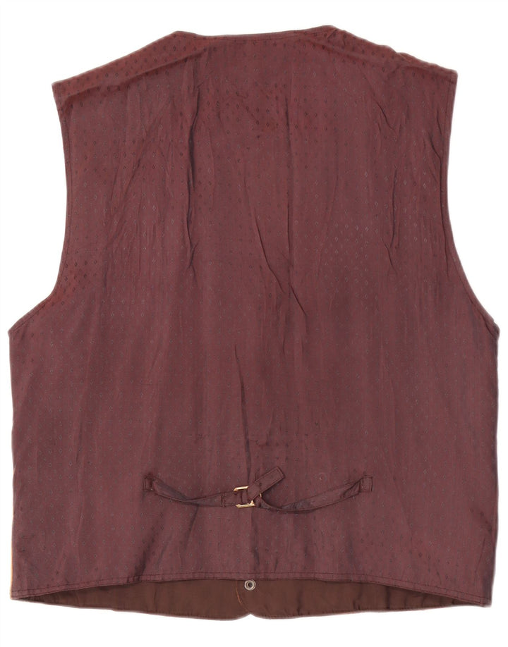 Vintage herre grafisk ruskind vest XL brunt læder