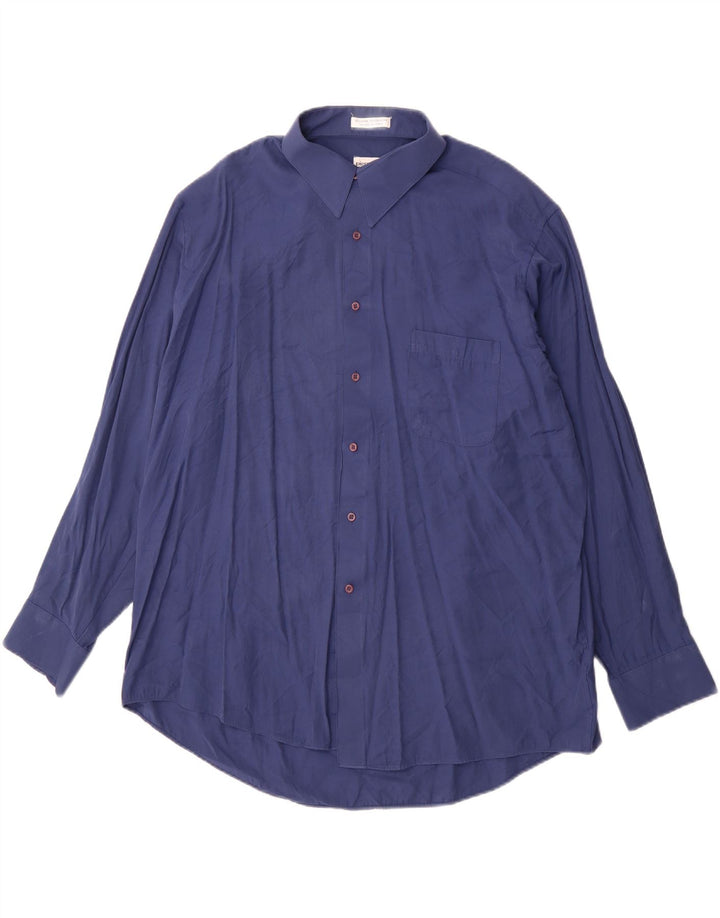 PIERRE CARDIN Mens Shirt Size 17 1/2 XL Navy Blue Rayon