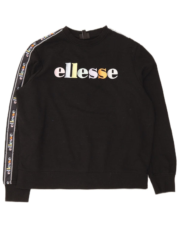 Ellesse Womens Grafisk Oversized Sweatshirt Jumper UK 10 Small Black Bomuld