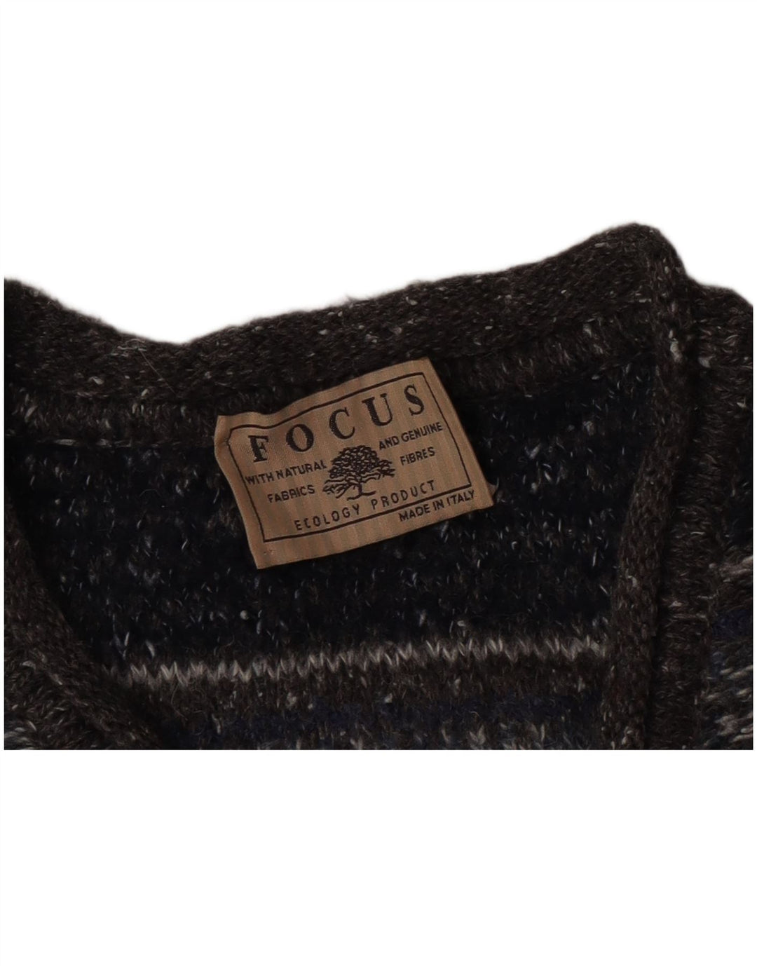 Vintage herre V-hals sweater mellem grå stribet