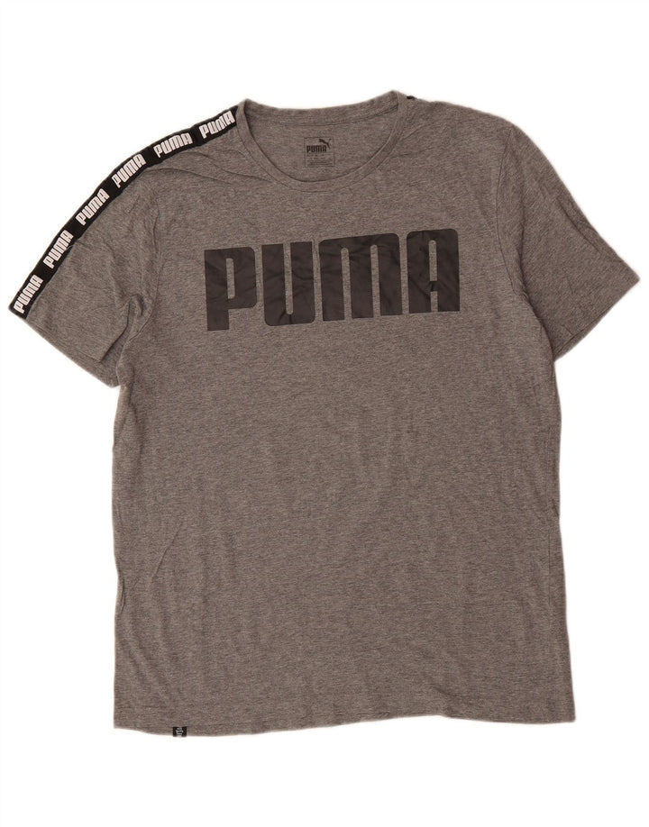 PUMA Herre grafisk T-shirt Top Stor Grå Colourblock Bomuld