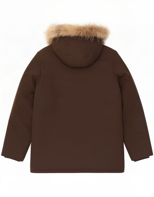 Slam Mens Hooded Padded Parka Jacket UK 38 Medium Brown Nylon