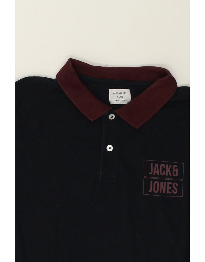 JACK & JONES Mens Polo Shirt Medium Navy Blue Cotton | Vintage Jack & Jones | Thrift | Second-Hand Jack & Jones | Used Clothing | Messina Hembry 