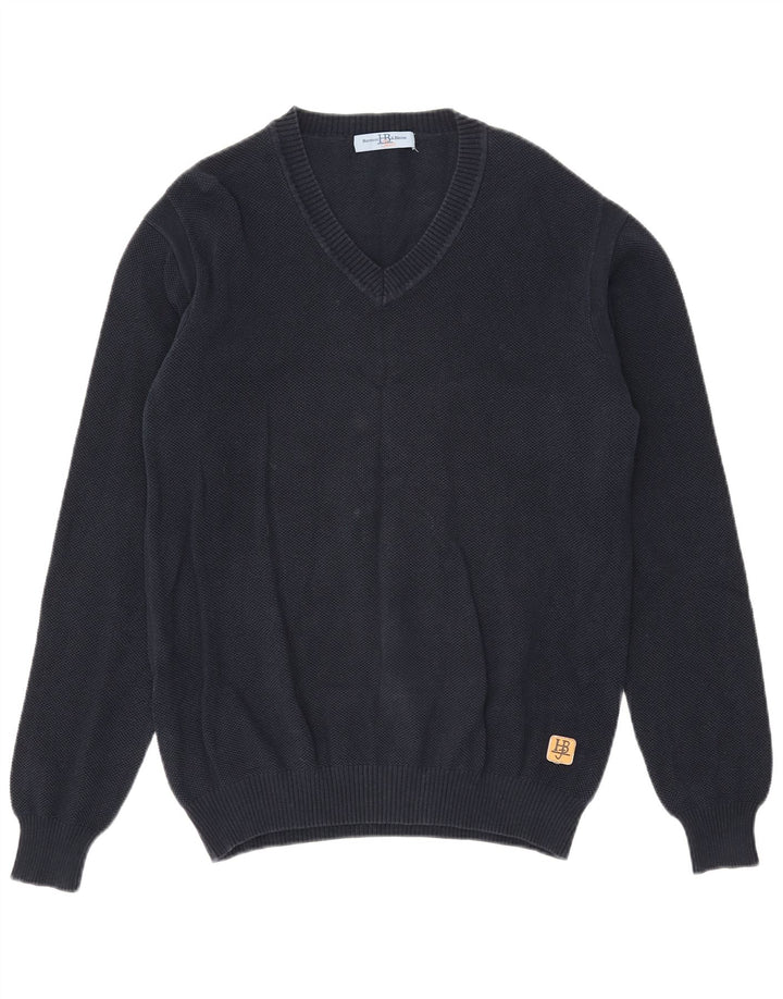 Harmont & Blaine Herre V-hals sweater Stor marineblå bomuld
