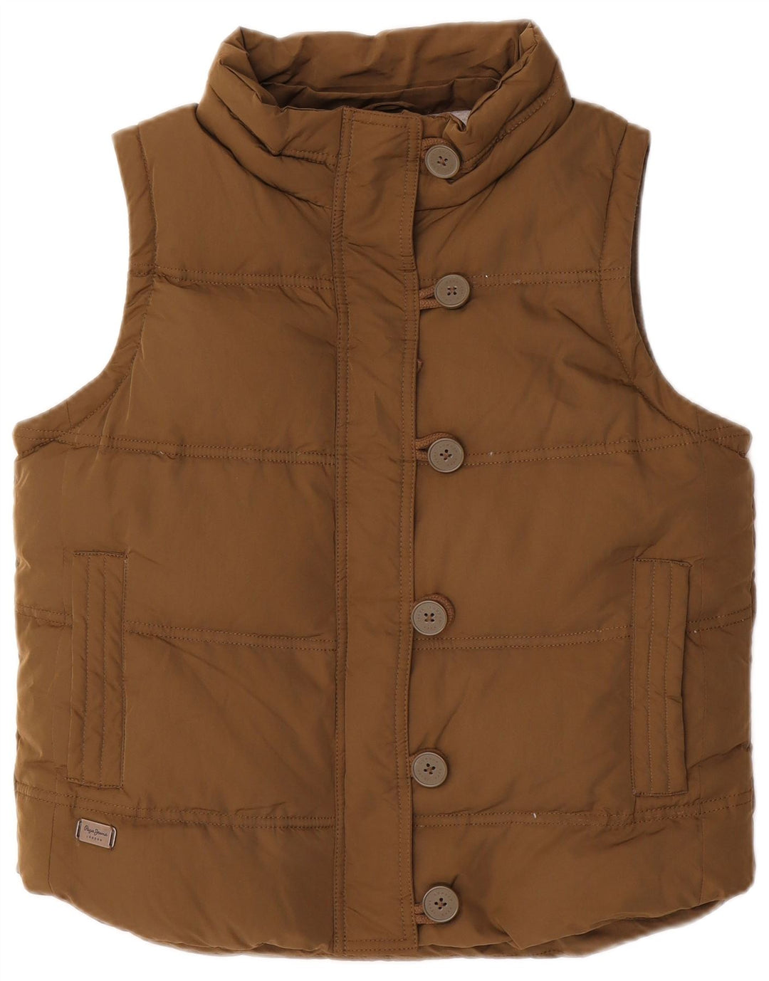PEPE Jeans Dame Polstret Gilet UK 16 Large Khaki Polyester