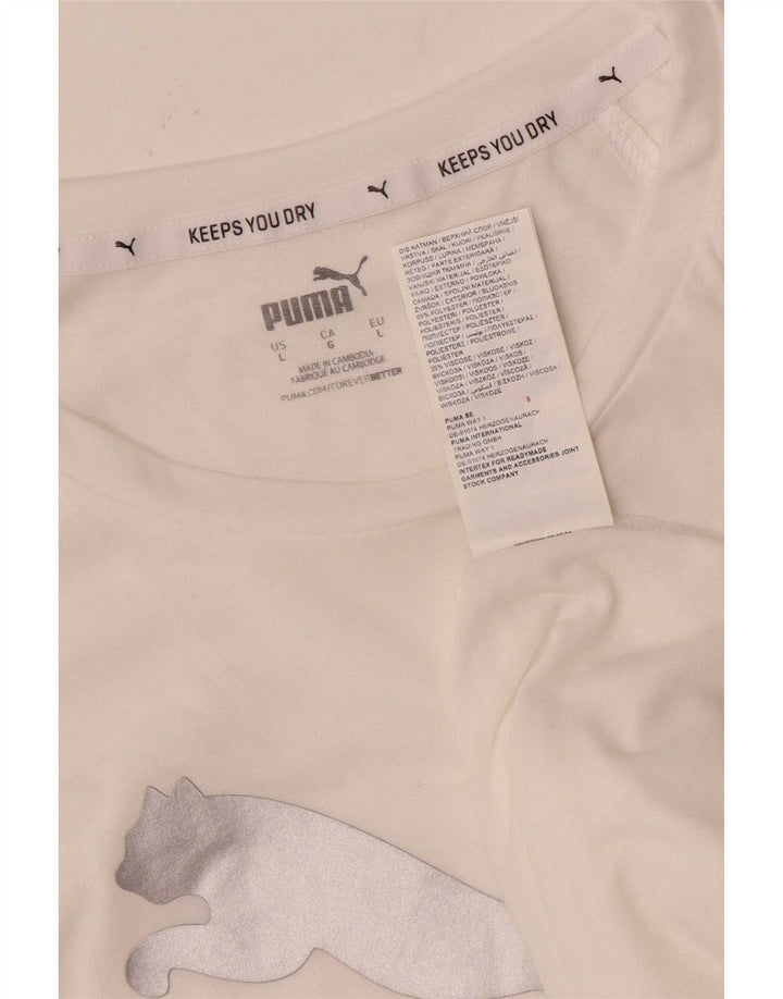 Puma Herre Grafisk T-Shirt Top Stor Hvid Polyester