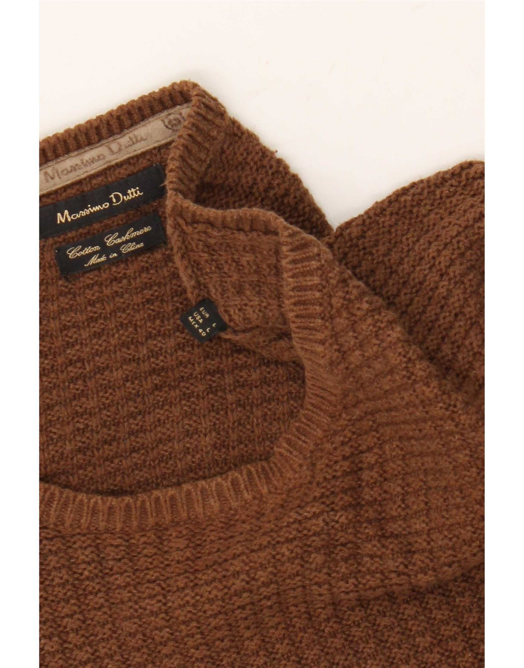Massimo Dutti Herre Crew Neck Jumper Sweater Stor Brun Bomuld