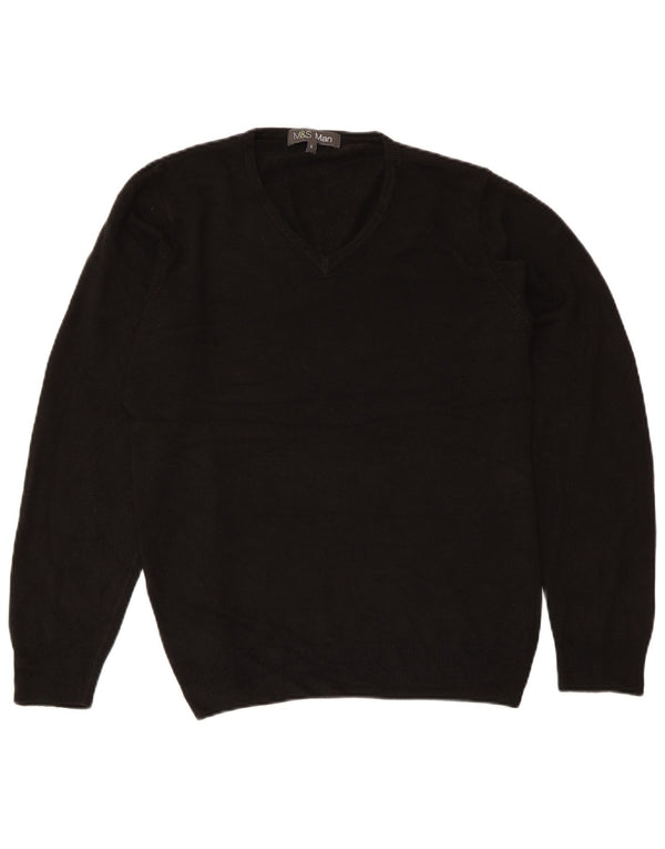 MARKS & SPENCER Herre V-hals sweater lille sort akryl