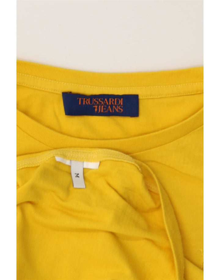 TRUSSARDI JEANS Mens Graphic Top Long Sleeve Medium Yellow Vintage Trussardi Jeans and Second-Hand Trussardi Jeans from Messina Hembry 