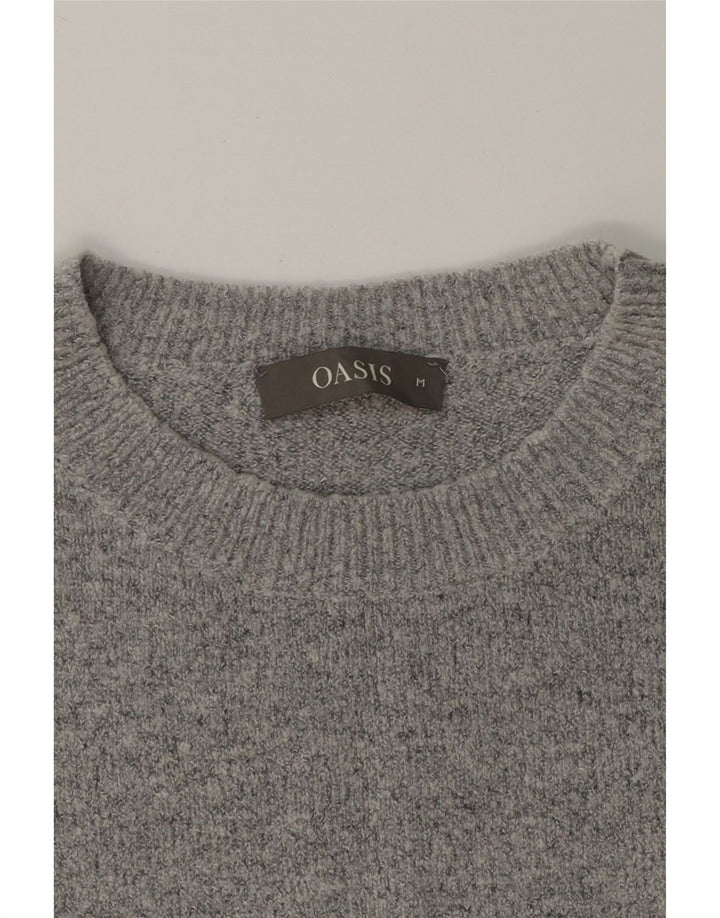 OASIS Womens Crew Neck Jumper Sweater UK 12 Medium Grey Acrylic Vintage Oasis and Second-Hand Oasis from Messina Hembry 