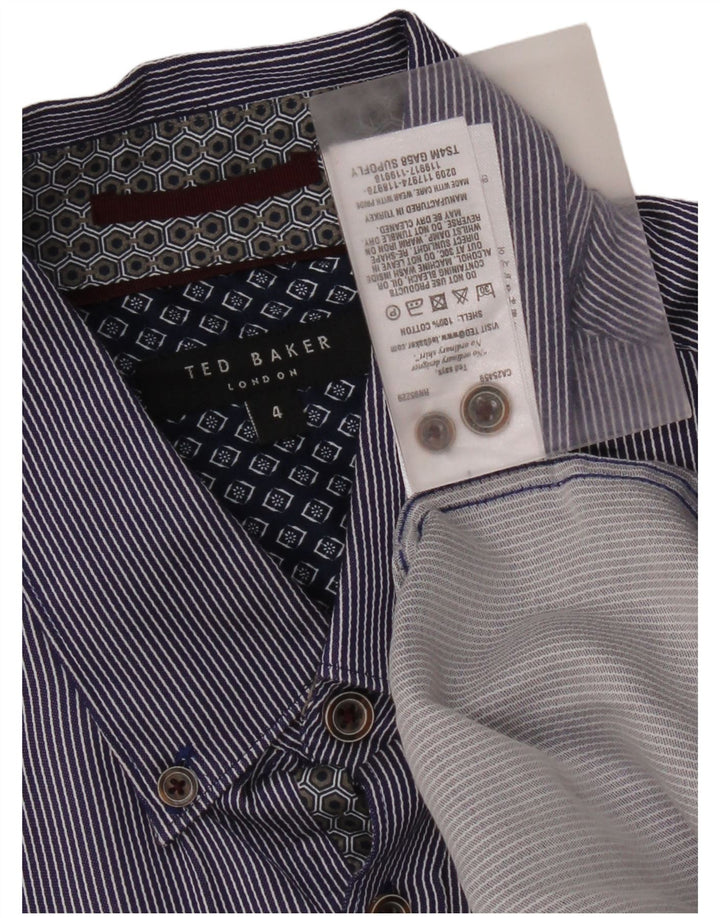 Ted Baker Herreskjorte str. 4 Large Blue Pinstripe Cotton
