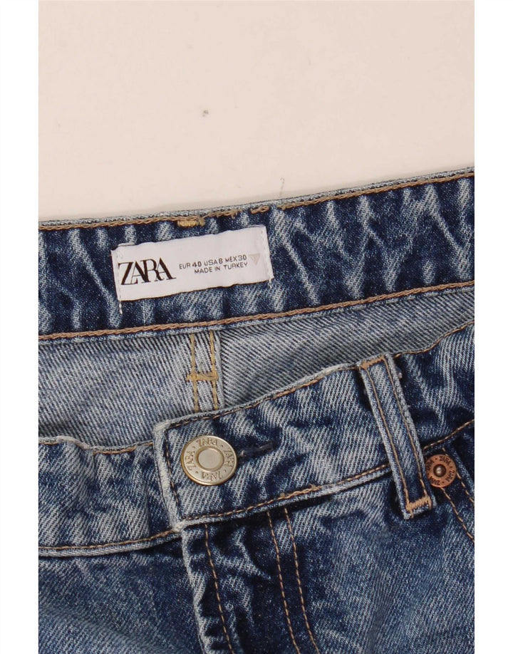 Zara Dame Jeans med brede ben EU 40 Medium W30 L33 Blå Bomuld