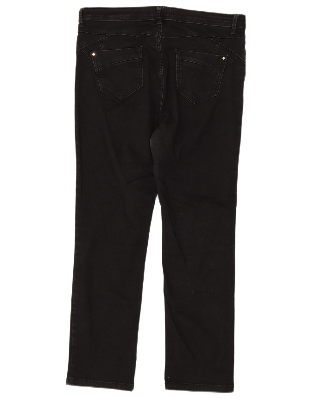 Marks & Spencer Dame Short Straight Jeans UK 14 Large W34 L27 Black