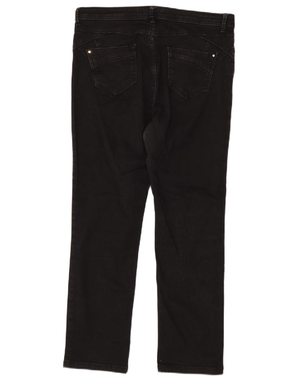 Marks & Spencer Dame Short Straight Jeans UK 14 Large W34 L27 Black